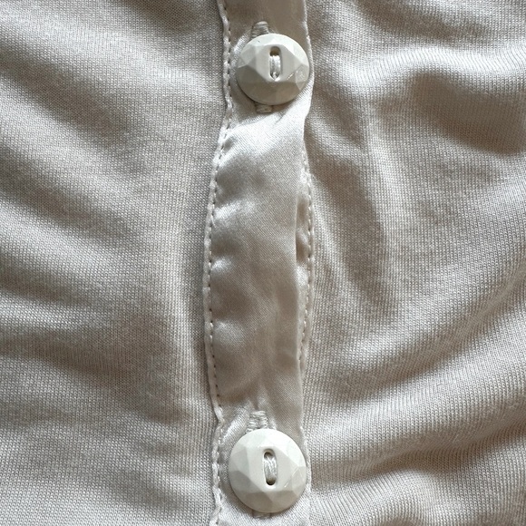 Ted Baker Ivory Long-Sleeve Top with Silk Cowl Neck and Button-Up Back. Size M. - Picture 12 of 13